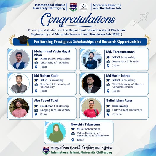 IIUC EEE Students Achieve International Success in Higher Education and Research